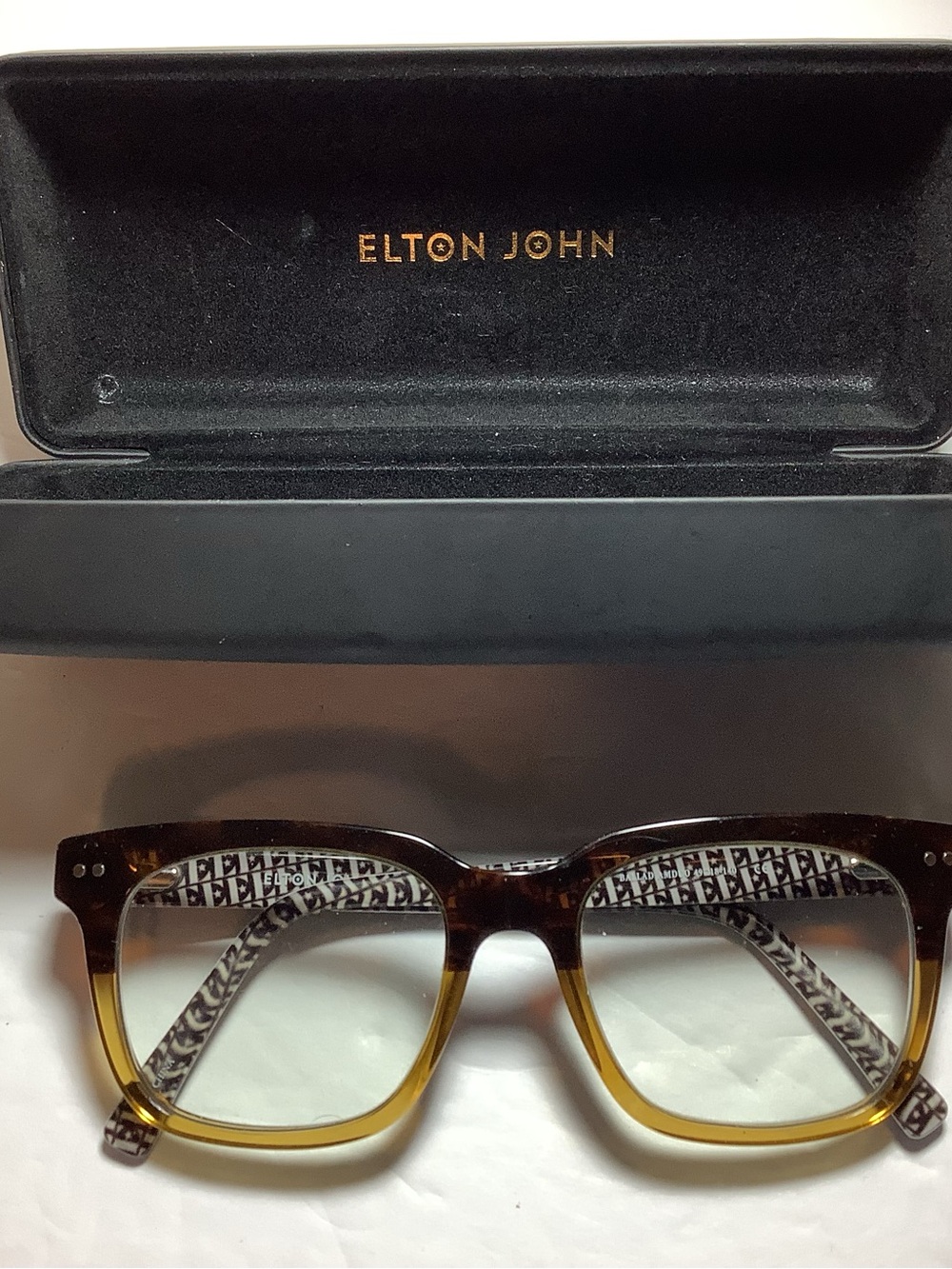 Elton John Tortoise & Amber Square Glasses